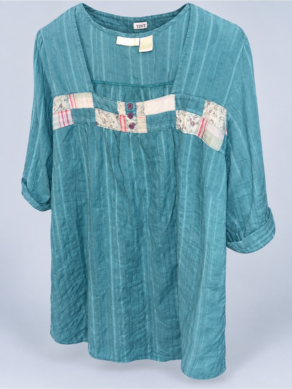 Maurices Teal Patchwork Yoke Tunic